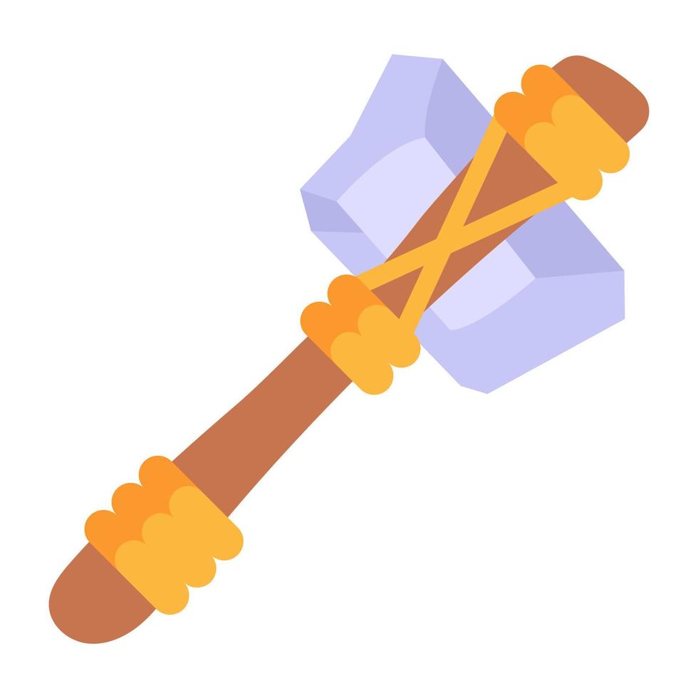 A flat icon of stone hammer, primitive tool vector
