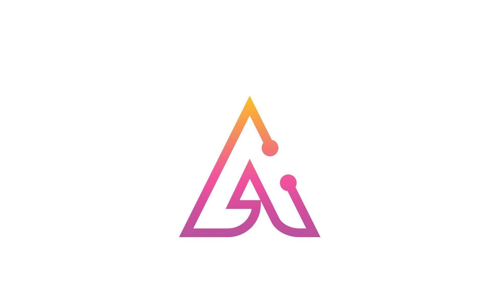 A pink alphabet letter icon logo design with dot. Creative template for company and business with line vector