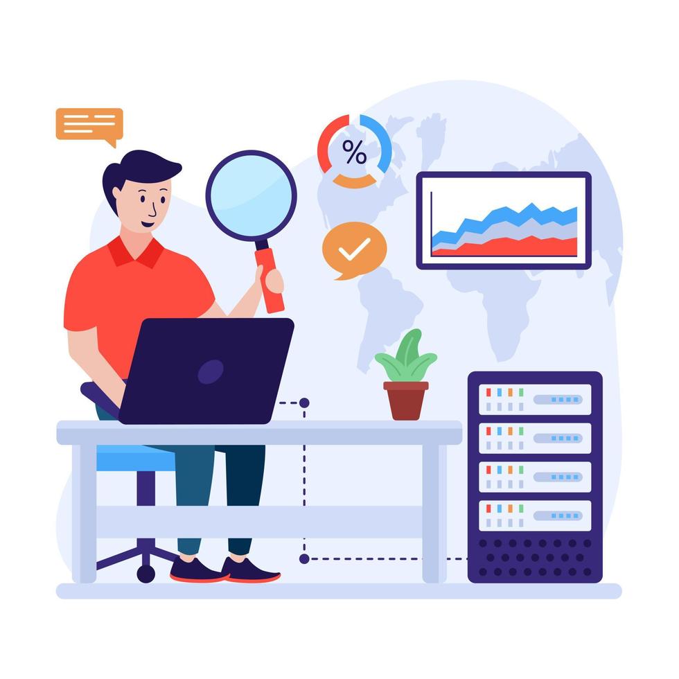 Flat illustration of market research analysis vector