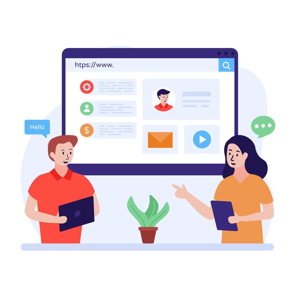 Flat trendy illustration of online consultation, video consultation vector