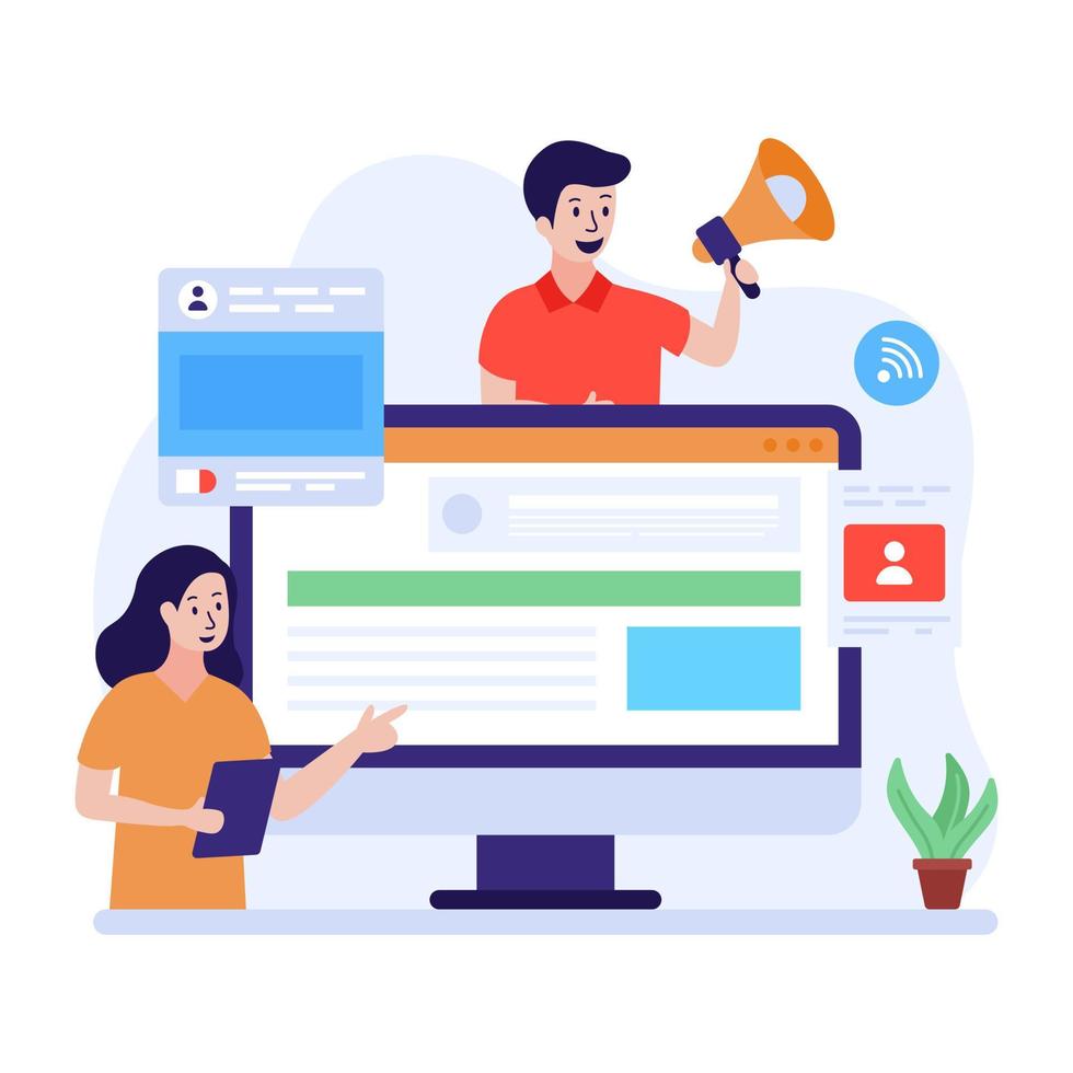 A trendy flat illustration of public marketing vector