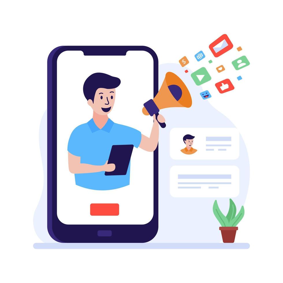 A flat illustration of media campaign, editable design vector
