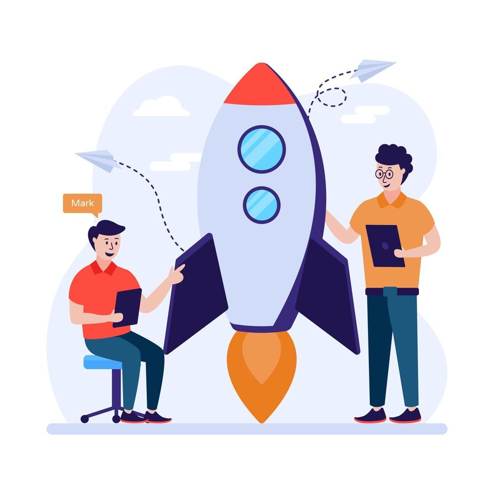 Startup launch flat vector illustration