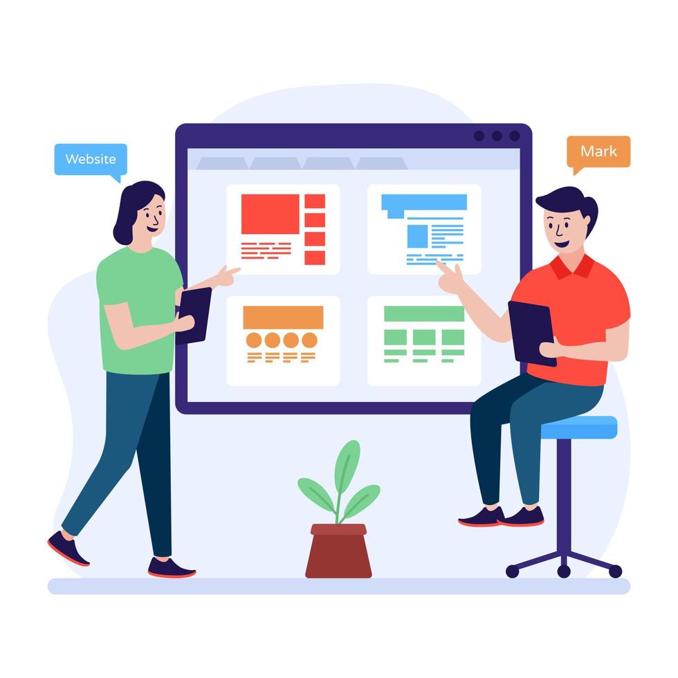 Flat character illustration of bookmark website vector