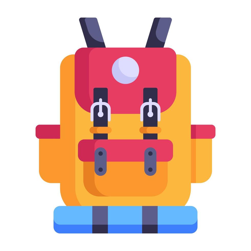 Travelling bag, a flat icon of military backpack vector