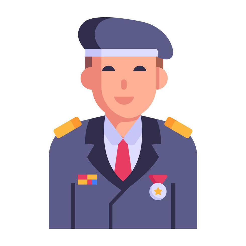 Military officer, flat icon of commander vector