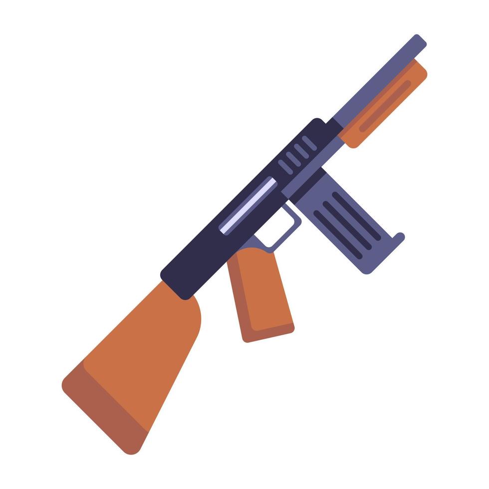 A modern flat icon of assault rifle, editable vector