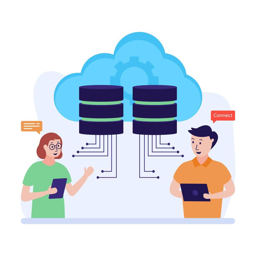 eche un vistazo a esta ilustración plana editable de la base de datos en la nube vector