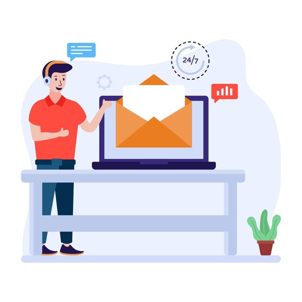 Download premium flat illustration of email support vector