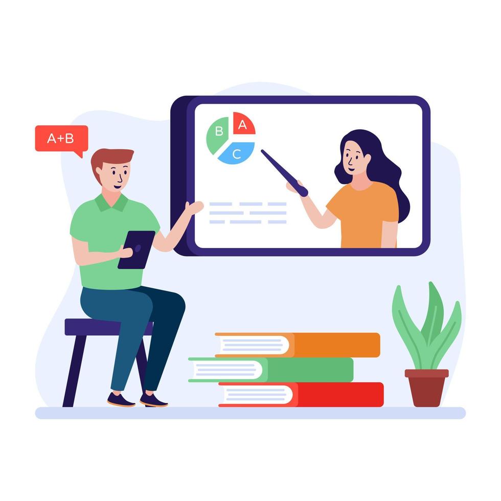 An online lecture of a business, flat vector download