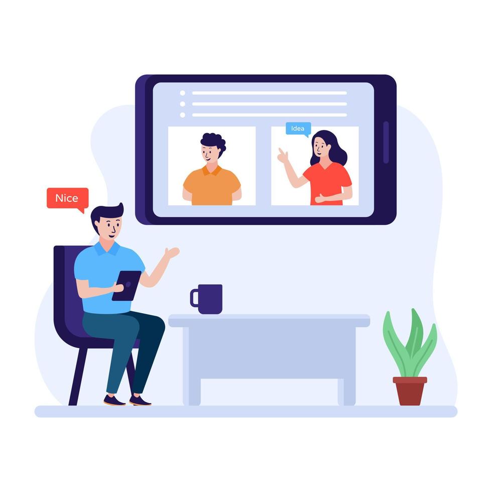 An online discussion about education flat illustration vector