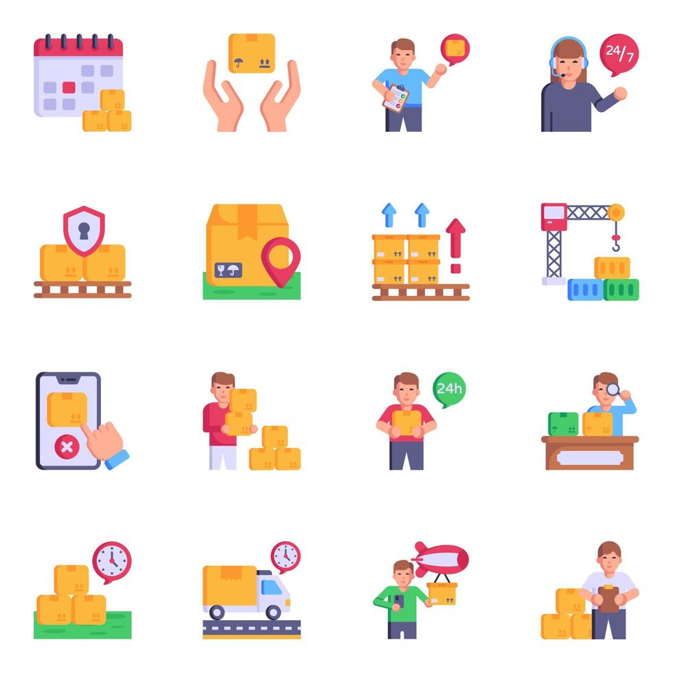 Supply Chain and Logistics Flat Icons Pack vector
