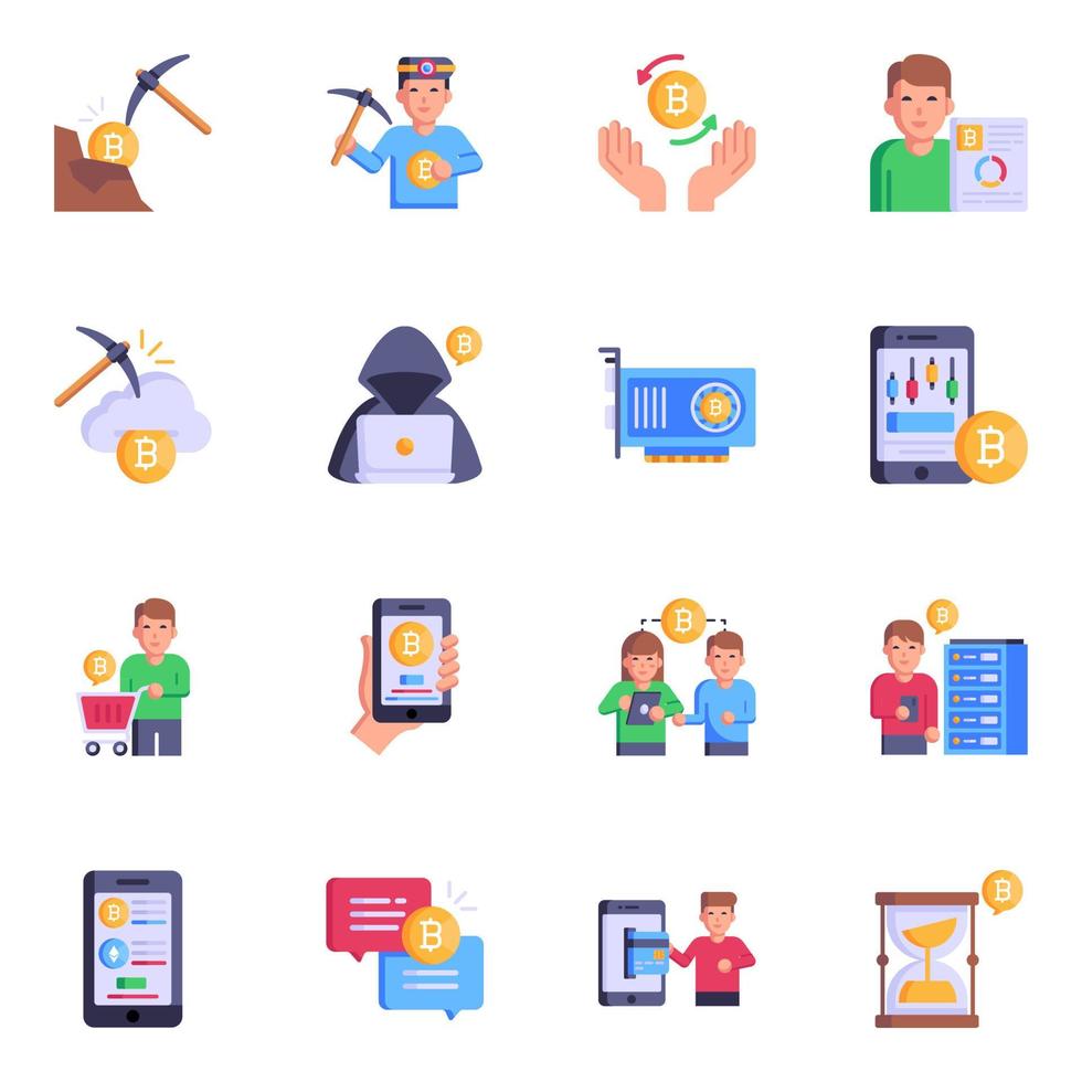 Top Trendy Cryptocurrency Flat Icons vector