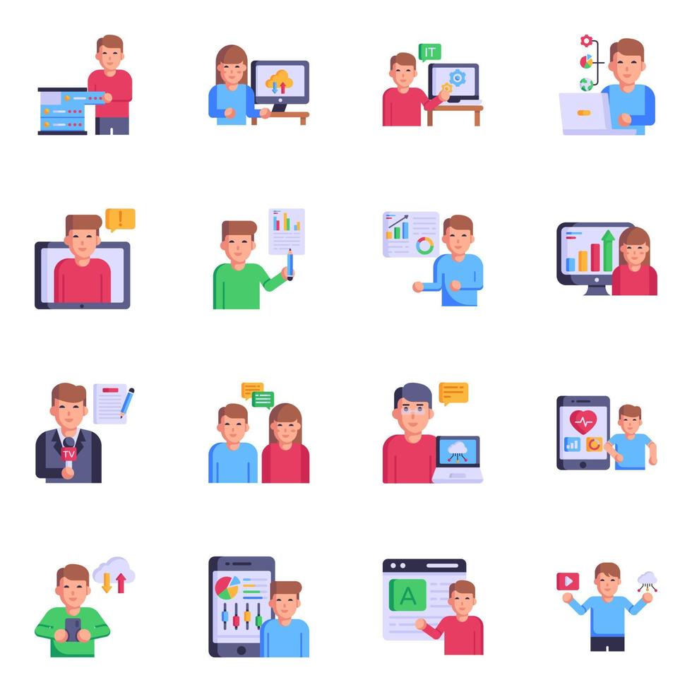 Set of Data Services Flat Icons vector