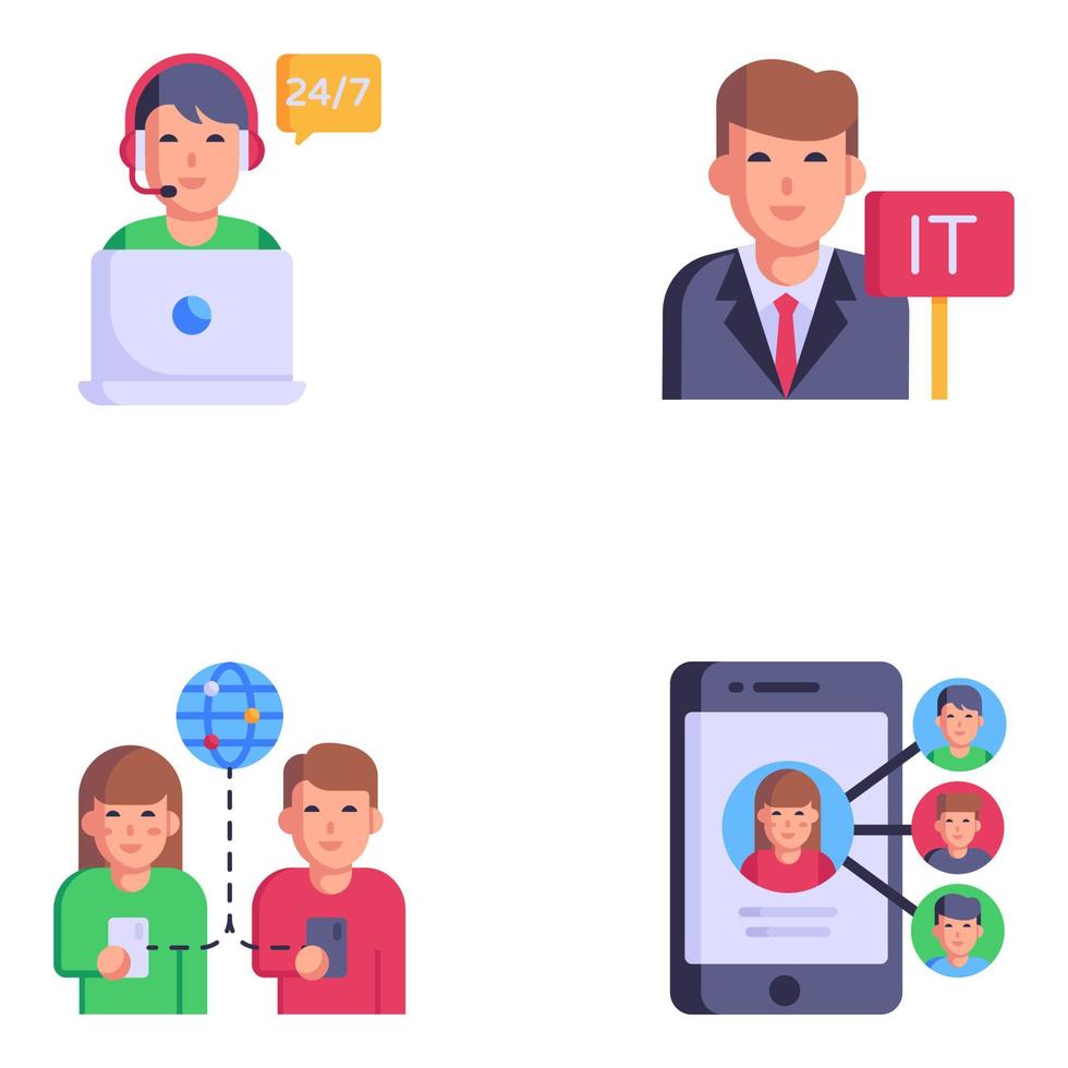 Pack of Technology Experts Flat Icons vector