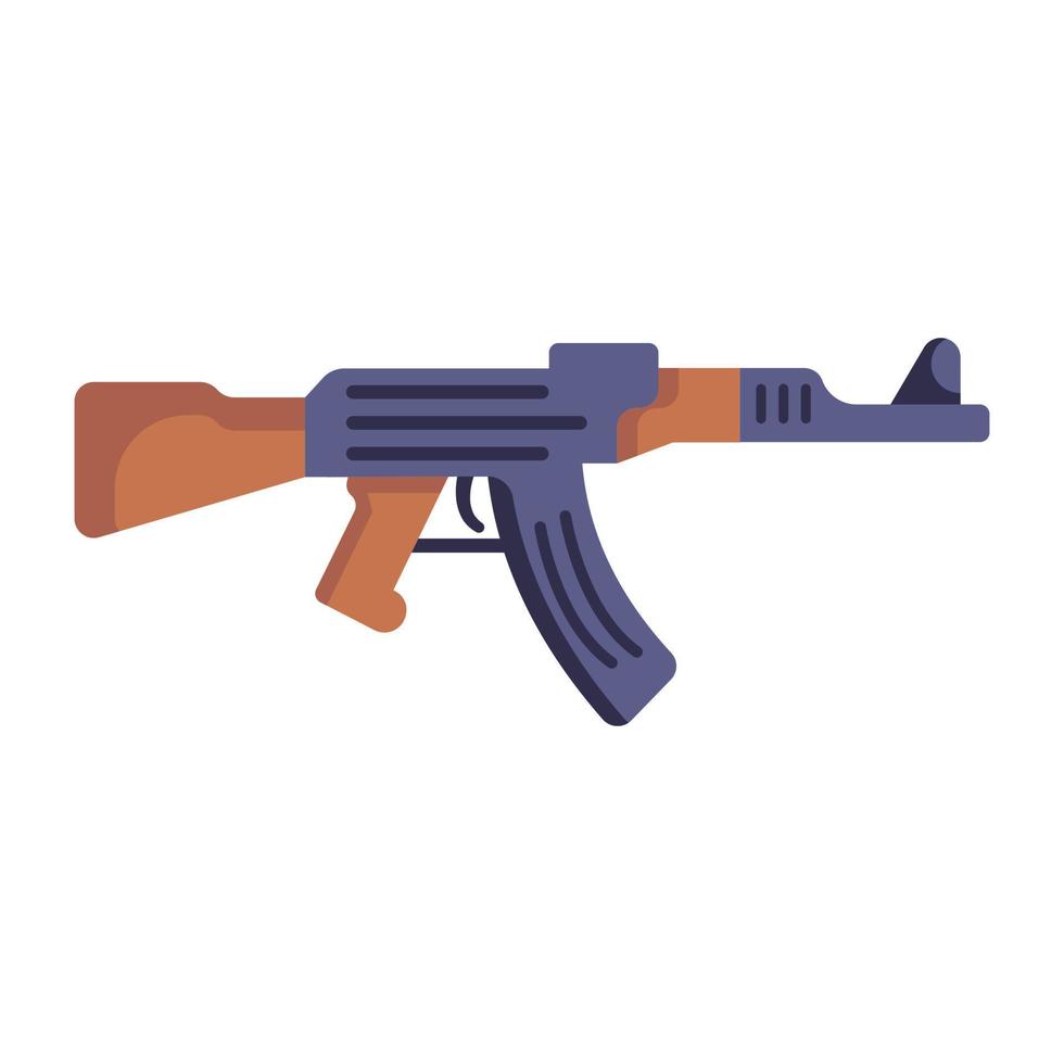 A modern flat icon of kalashnikov, editable vector