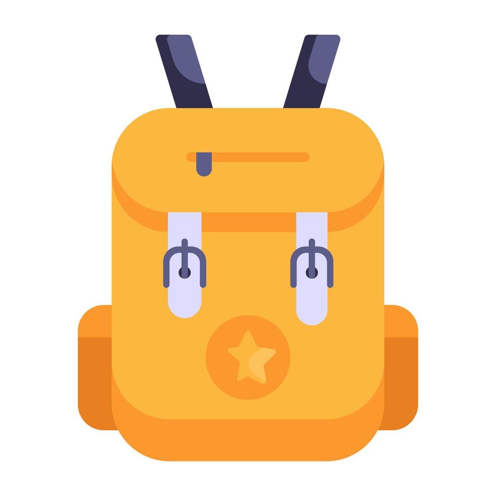 Travelling bag, a flat icon of army backpack vector