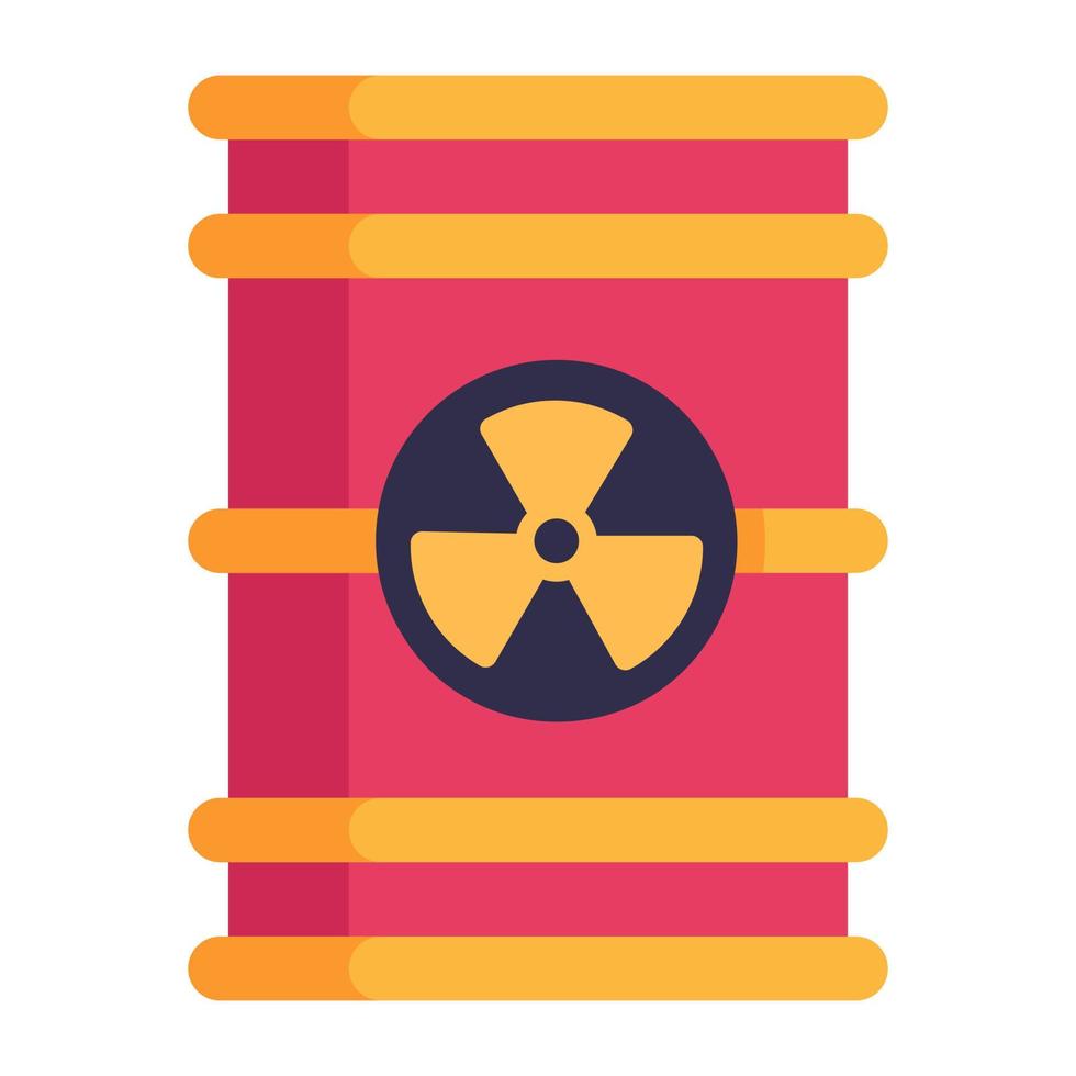 Biohazard substance container, flat icon of nuclear tank vector