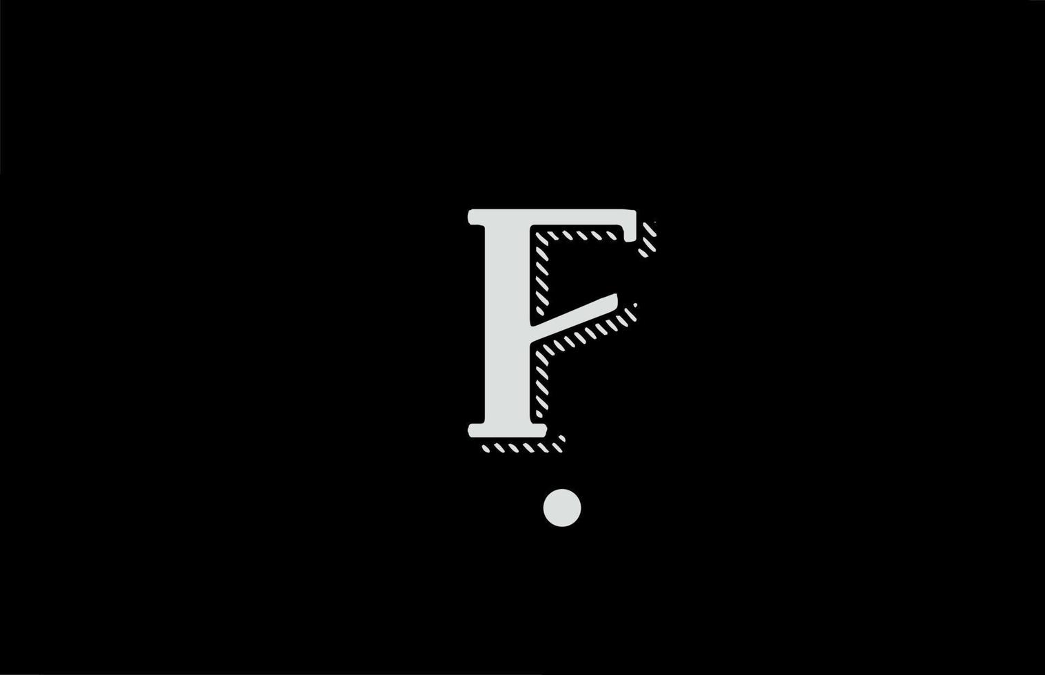 F black and white alphabet letter icon logo. Design for business or company vector