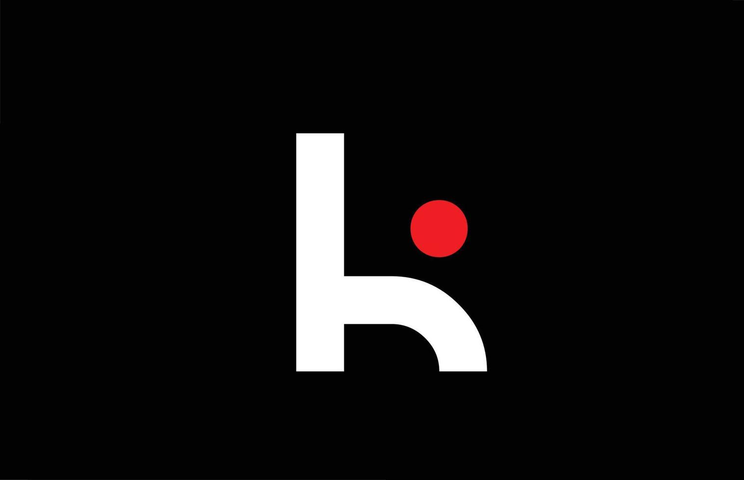 k diseño del logotipo del icono de la letra del alfabeto. plantilla creativa para empresas y negocios con punto rojo en blanco y negro vector
