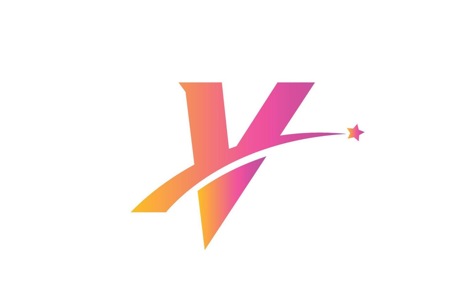 pink star V alphabet letter logo icon design with swoosh. Creative template for company and business vector