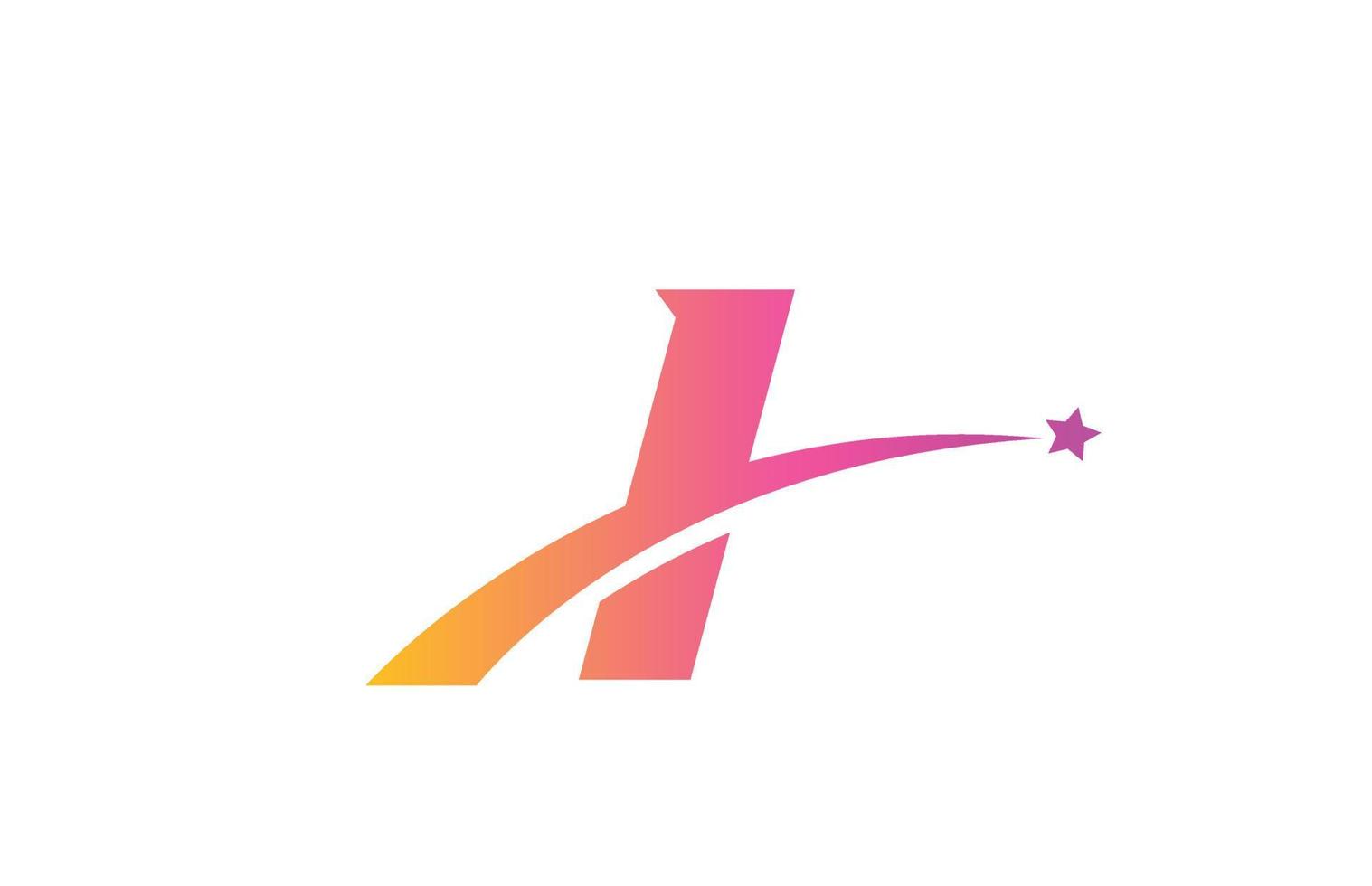 pink star I alphabet letter logo icon design with swoosh. Creative template for company and business vector