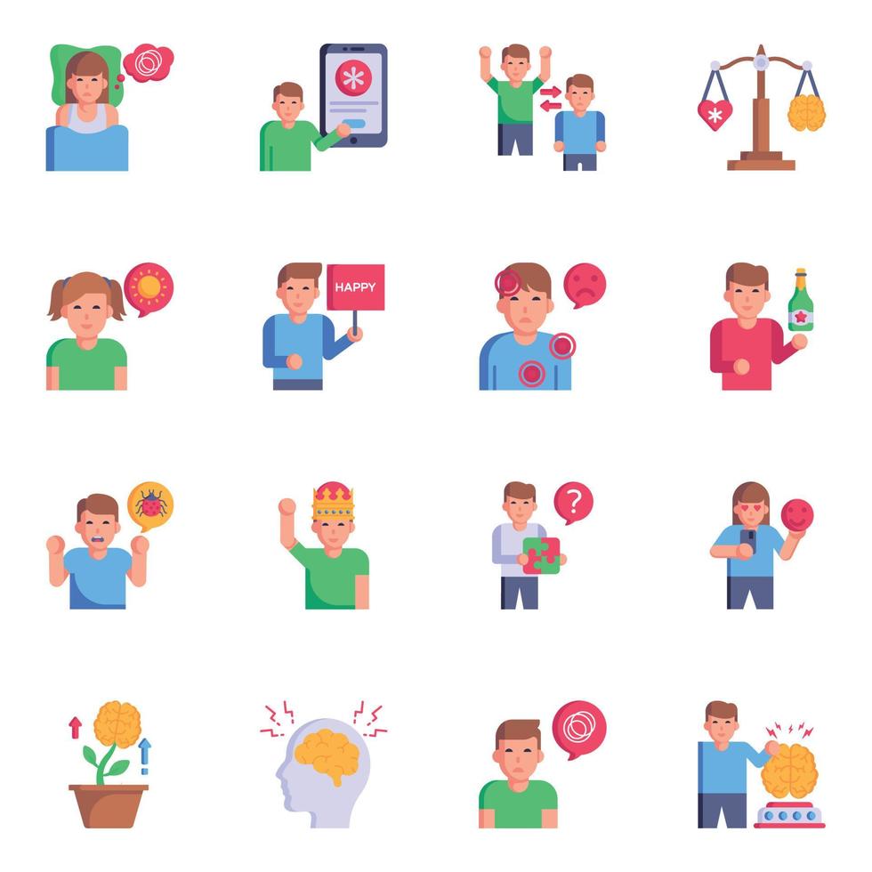 Set of Psychotherapies Flat Vectors