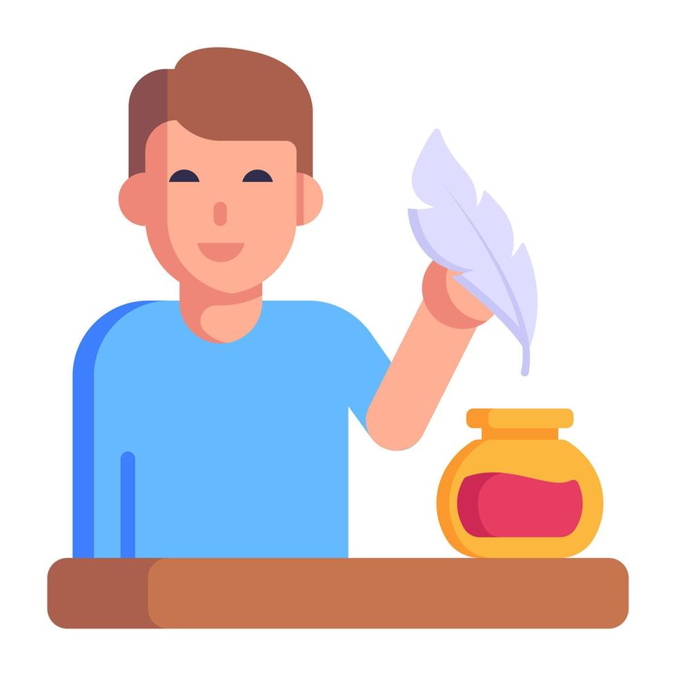 A well-designed flat icon of a quill pen vector