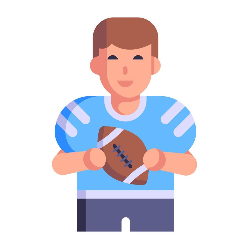 Rugby player flat icon with editable facility vector