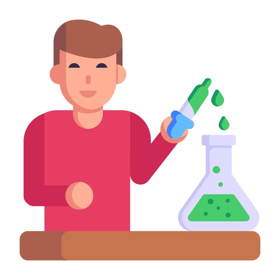 experimento de laboratorio químico, vector editable plano