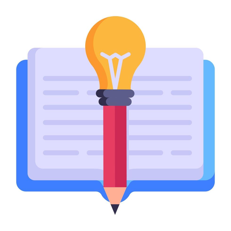 Pencil with bulb denoting flat icon of creative writing vector