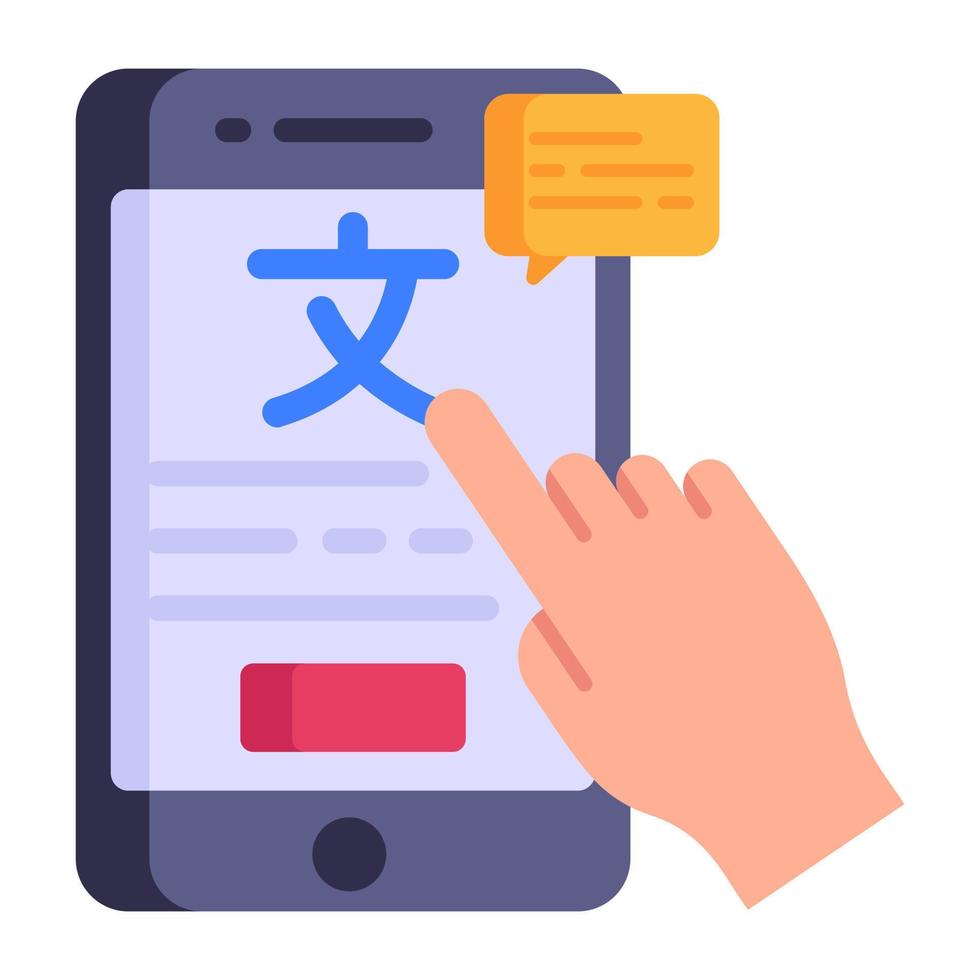 A trendy flat icon of mobile translation vector