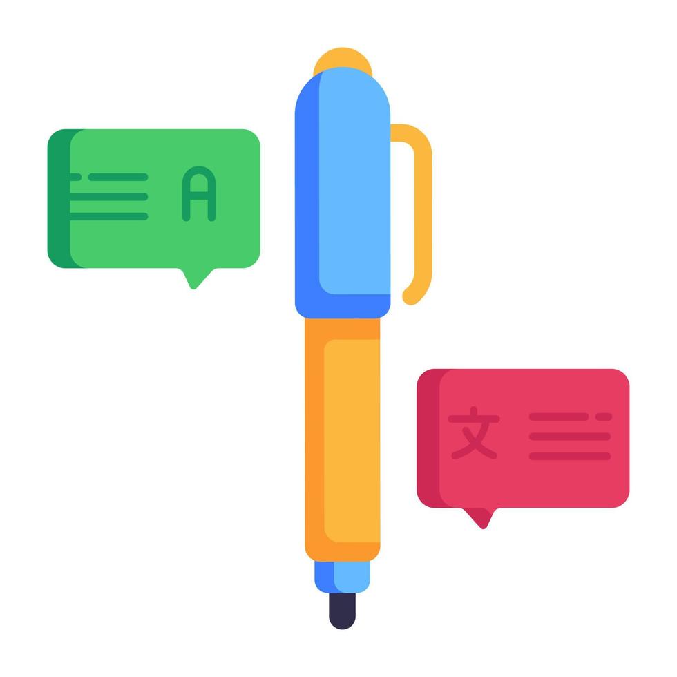 A trendy flat icon of language writing vector