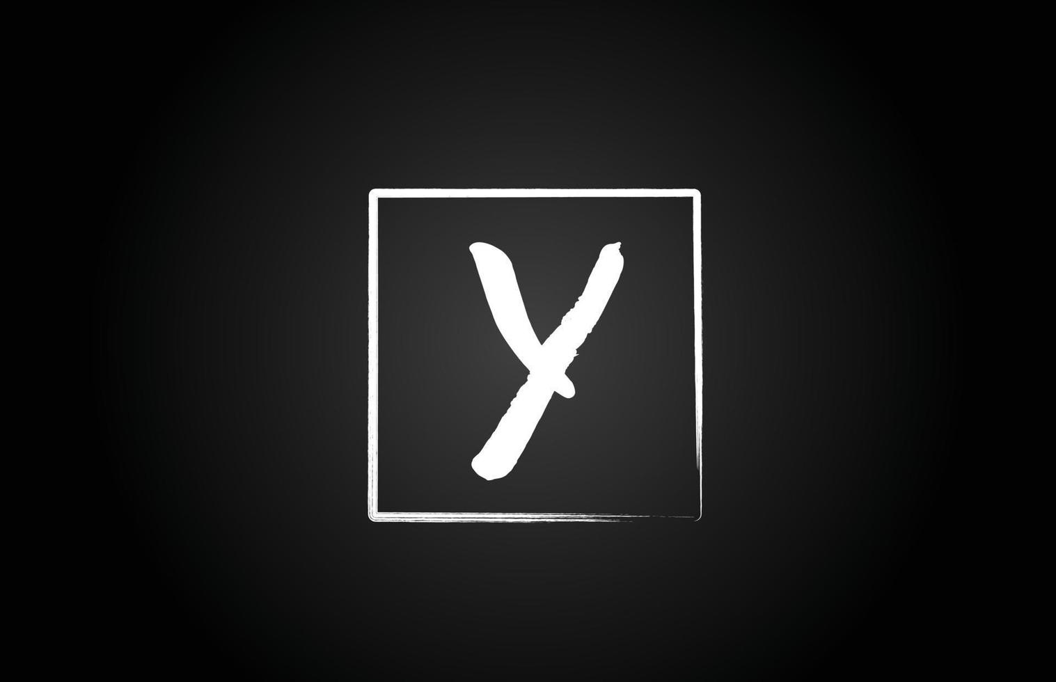 Y grunge alphabet letter logo icon with square. Creative template design for business and company in white and black vector