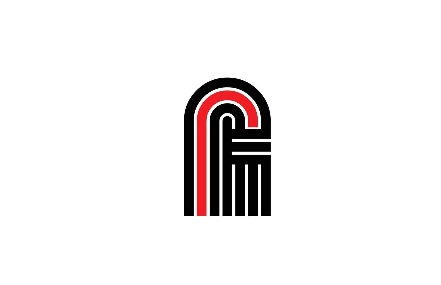 línea roja un icono del logotipo de la letra del alfabeto. plantilla de diseño creativo para empresas y negocios en blanco y negro vector