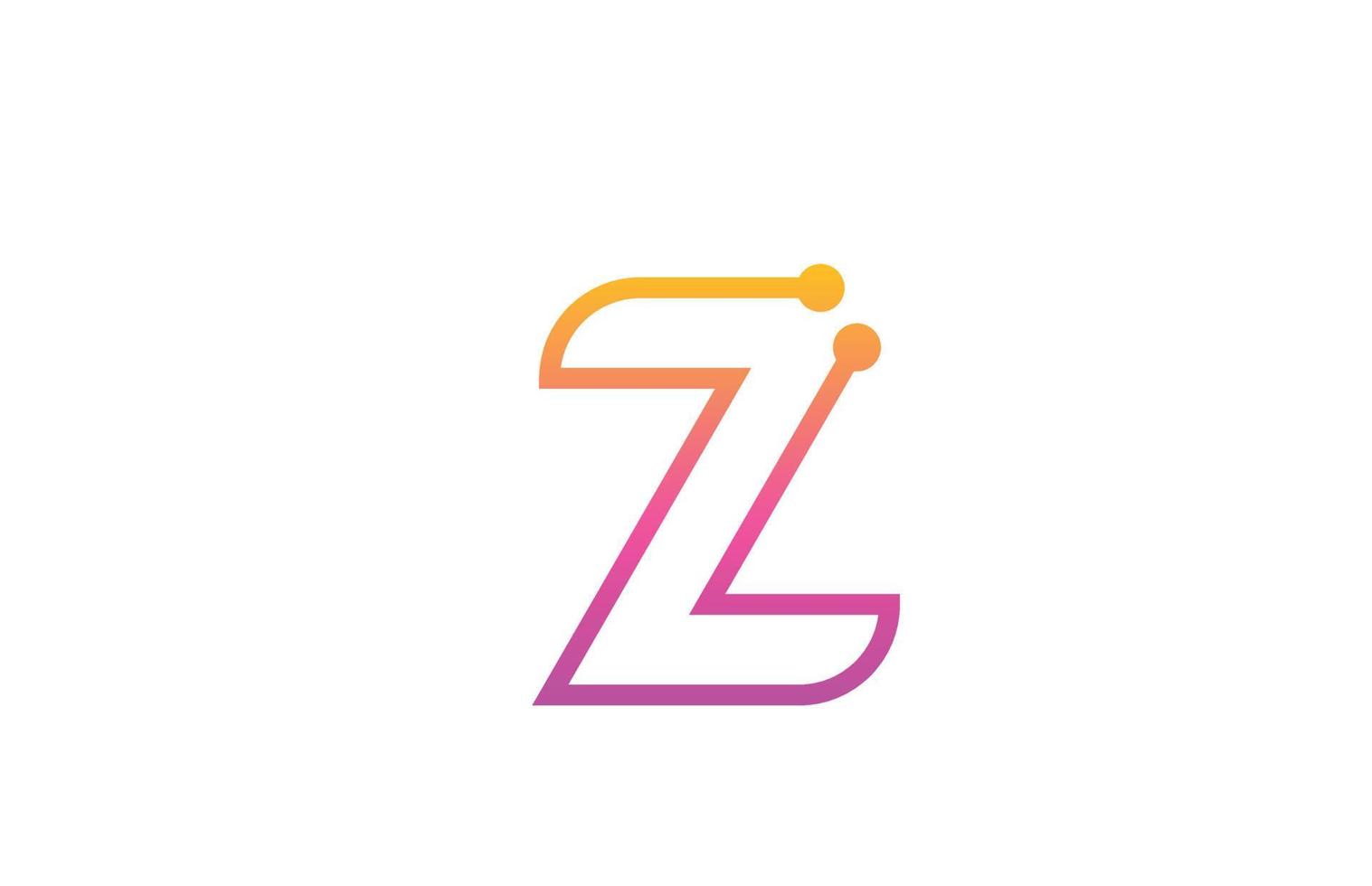 Diseño de logotipo de icono de letra del alfabeto rosa z con punto. plantilla creativa para empresa y negocio con línea vector