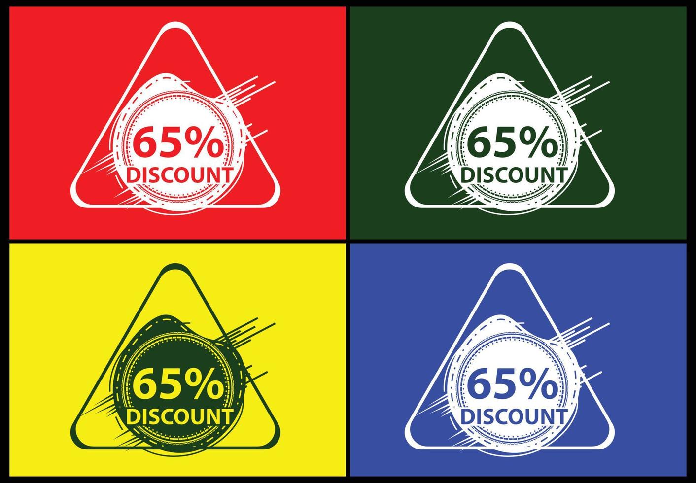 65 percent discount new offer logo and icon design template vector