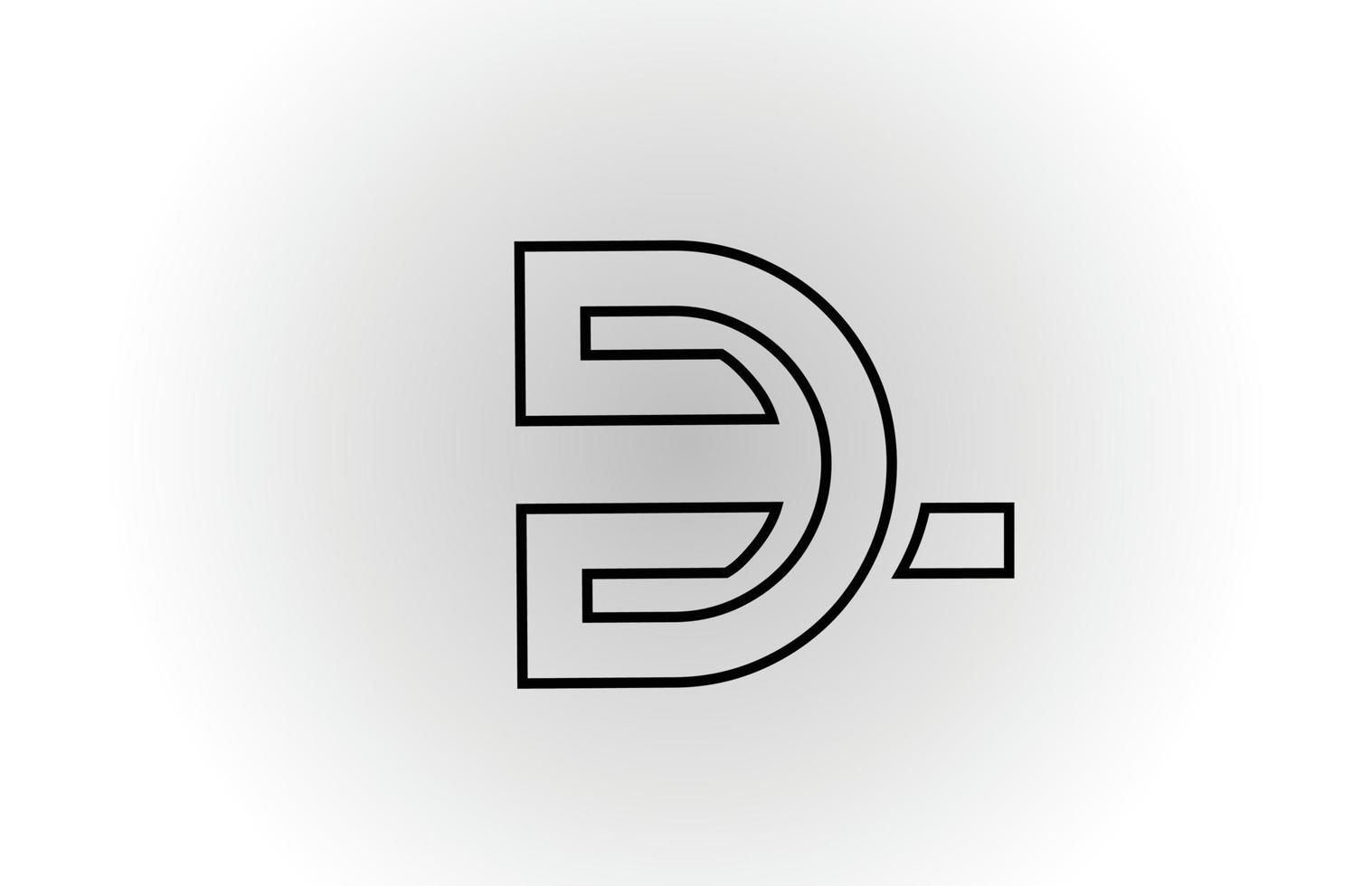 black and white D alphabet letter logo icon design with line. Creative