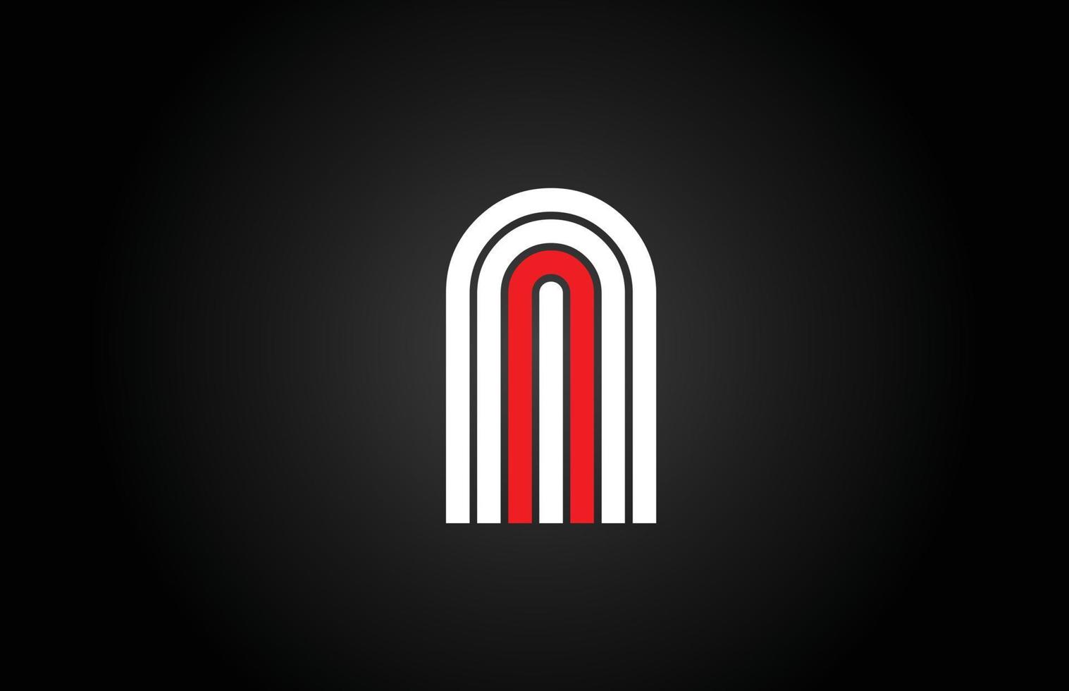 icono del logotipo de la letra del alfabeto de la línea n. plantilla de diseño creativo para empresas y negocios en blanco y negro vector
