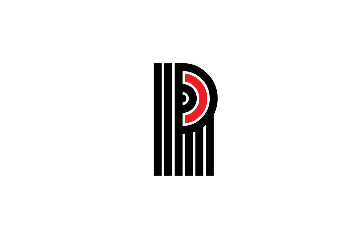 red line R alphabet letter logo icon. Creative design template for company and business in white and black vector