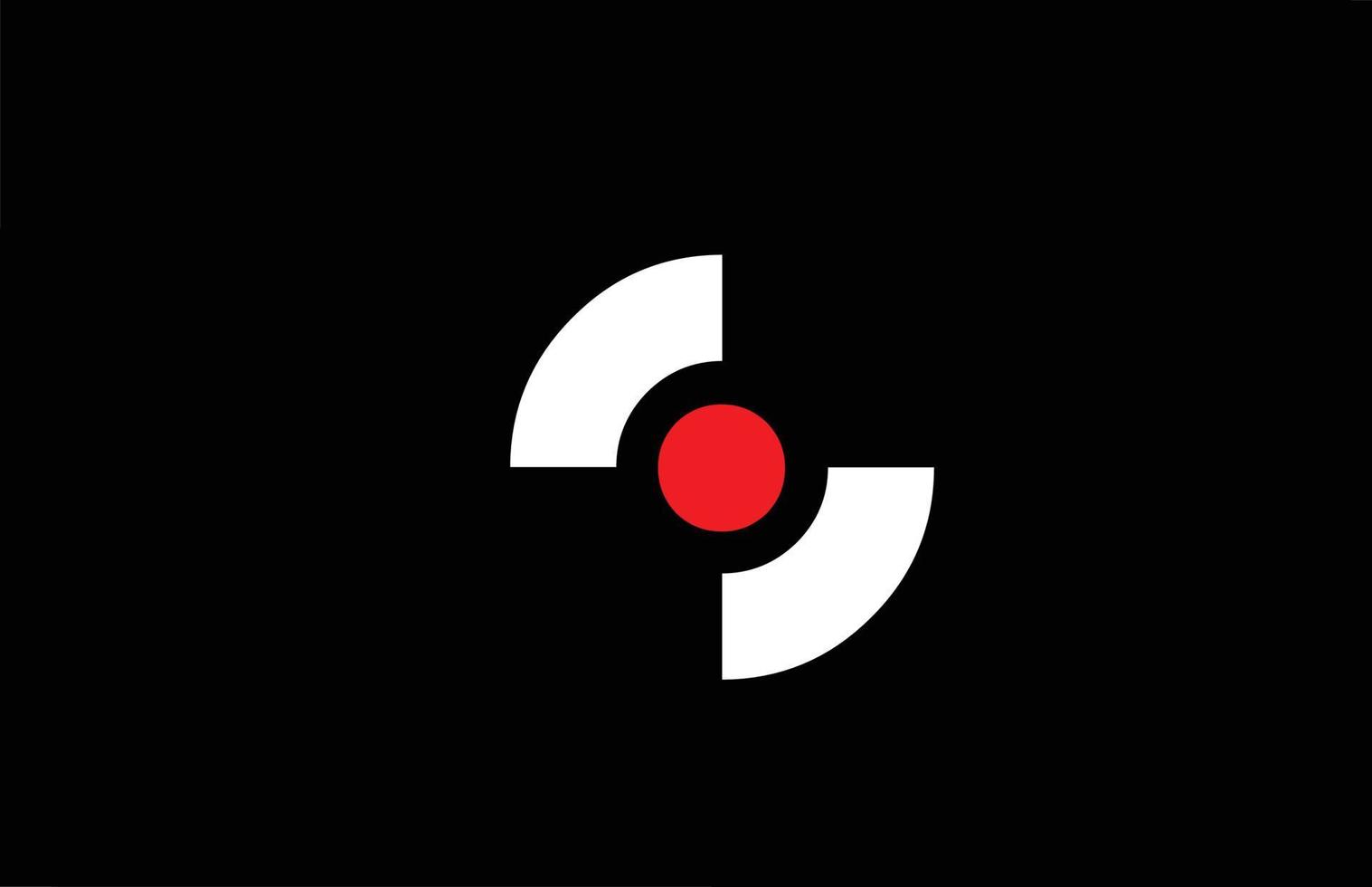 Diseño del logotipo del icono de la letra del alfabeto s. plantilla creativa para empresas y negocios con punto rojo en blanco y negro vector