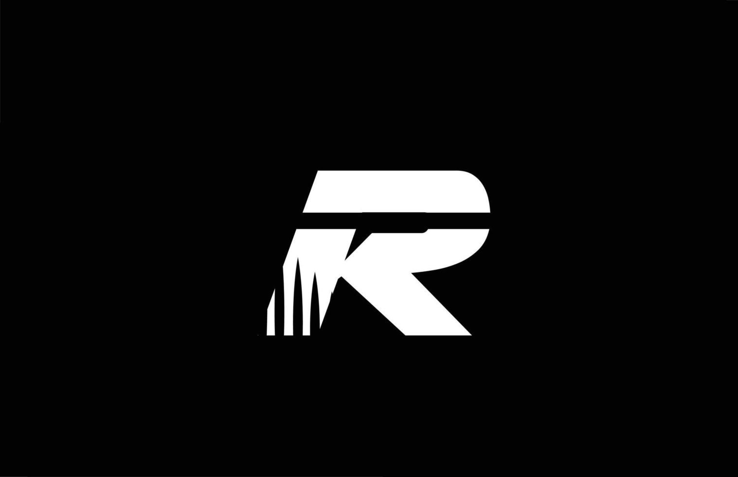 r icono del logotipo de la letra del alfabeto en blanco y negro con diseño de picos. plantilla creativa para empresa y negocio vector