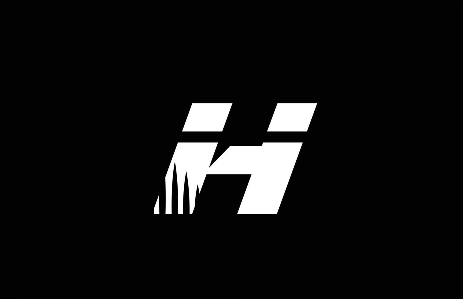 h icono del logotipo de la letra del alfabeto en blanco y negro con diseño de picos. plantilla creativa para empresa y negocio vector