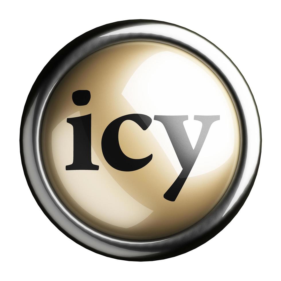 icy word on isolated button photo