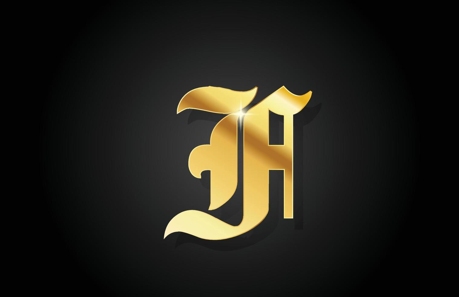 F vintage gold alphabet letter icon logo design. Creative golden template for business vector