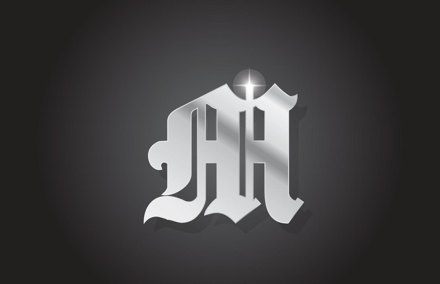 m diseño de icono de logotipo de letra del alfabeto gris vintage. plantilla creativa para empresa con estilo metal vector