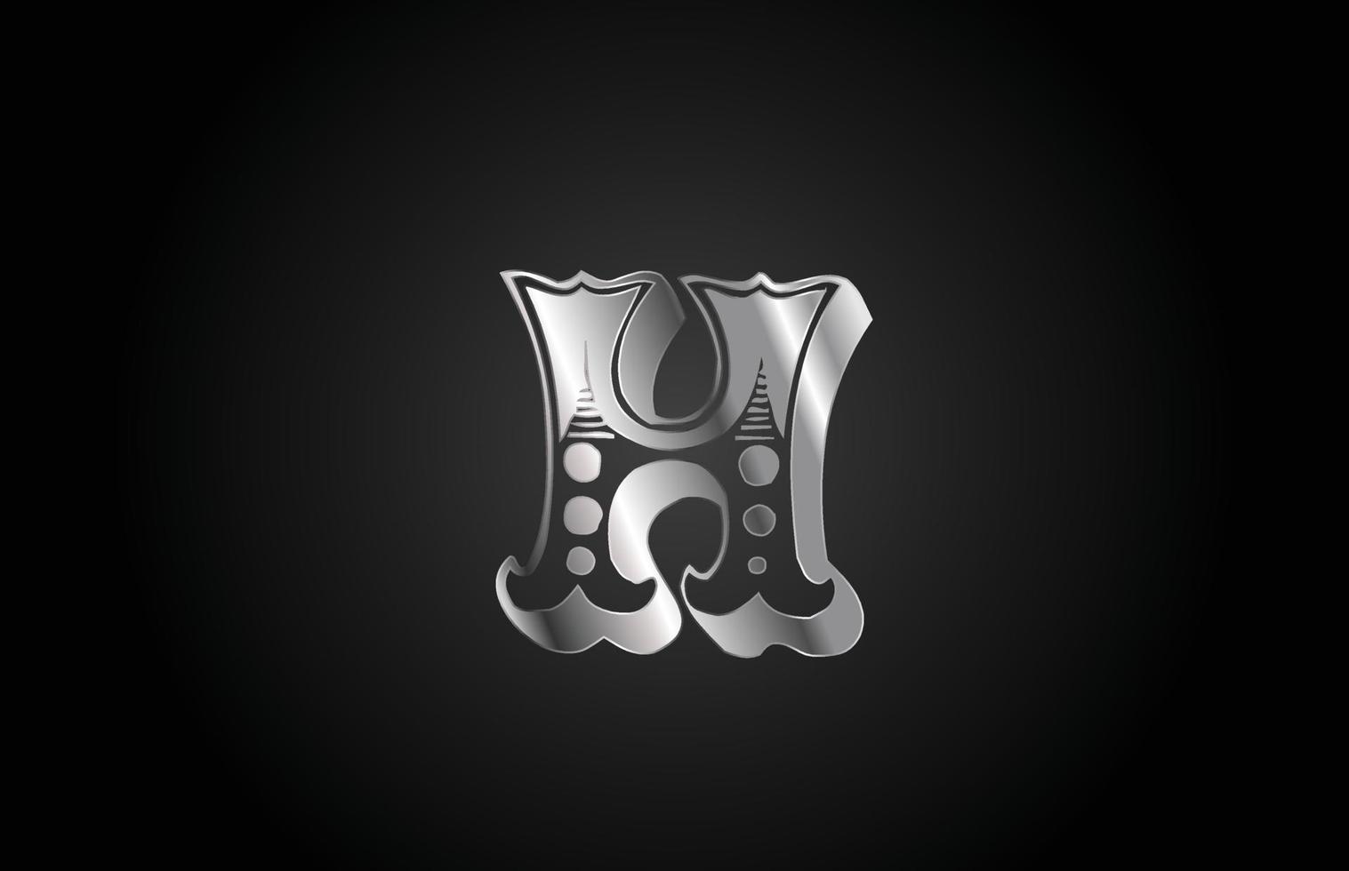H vintage metal alphabet letter icon logo. Creative design for business or company vector