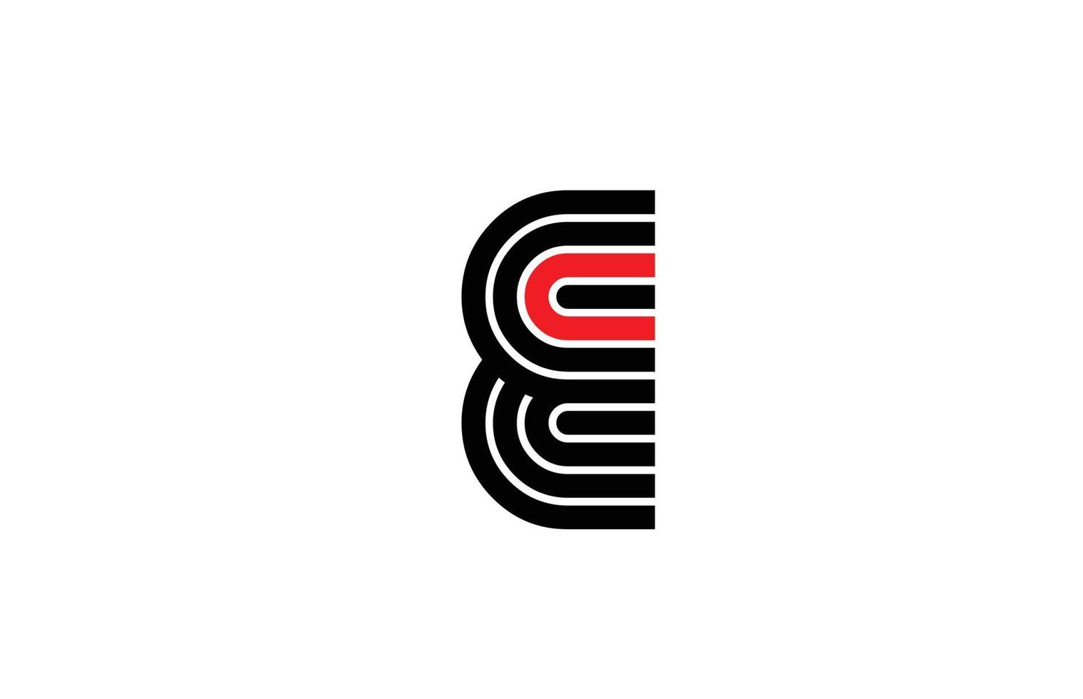red line E alphabet letter logo icon. Creative design template for company and business in white and black vector