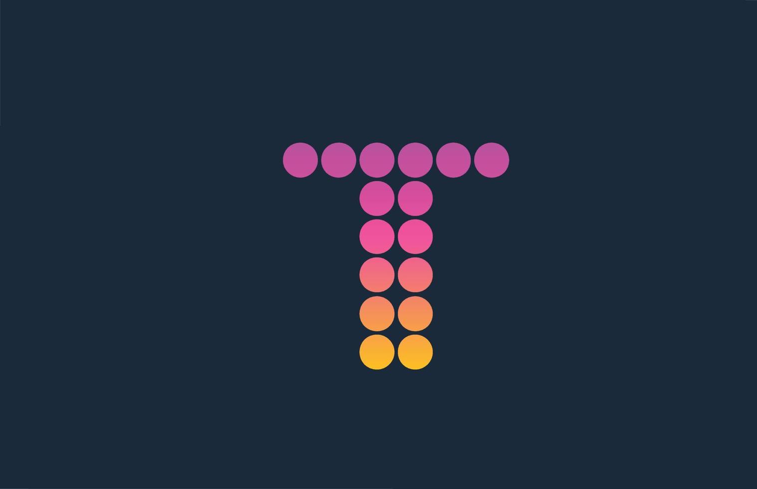 t rosa amarillo punteado alfabeto letra logo icono diseño. plantilla creativa para negocios y empresas. vector