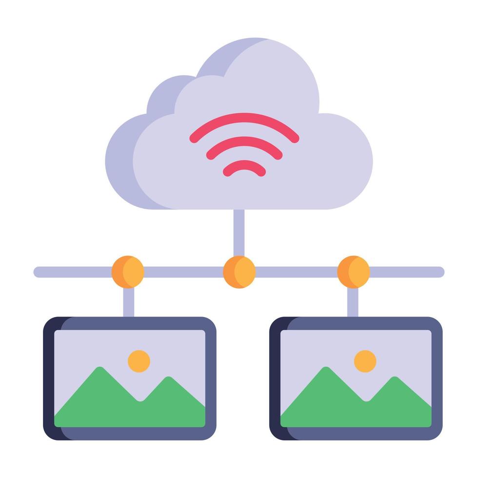 Grab this amazing flat style icon of cloud media vector